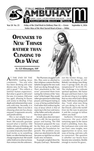4 September 2026 • Friday of the 22nd Week in Ordinary Time